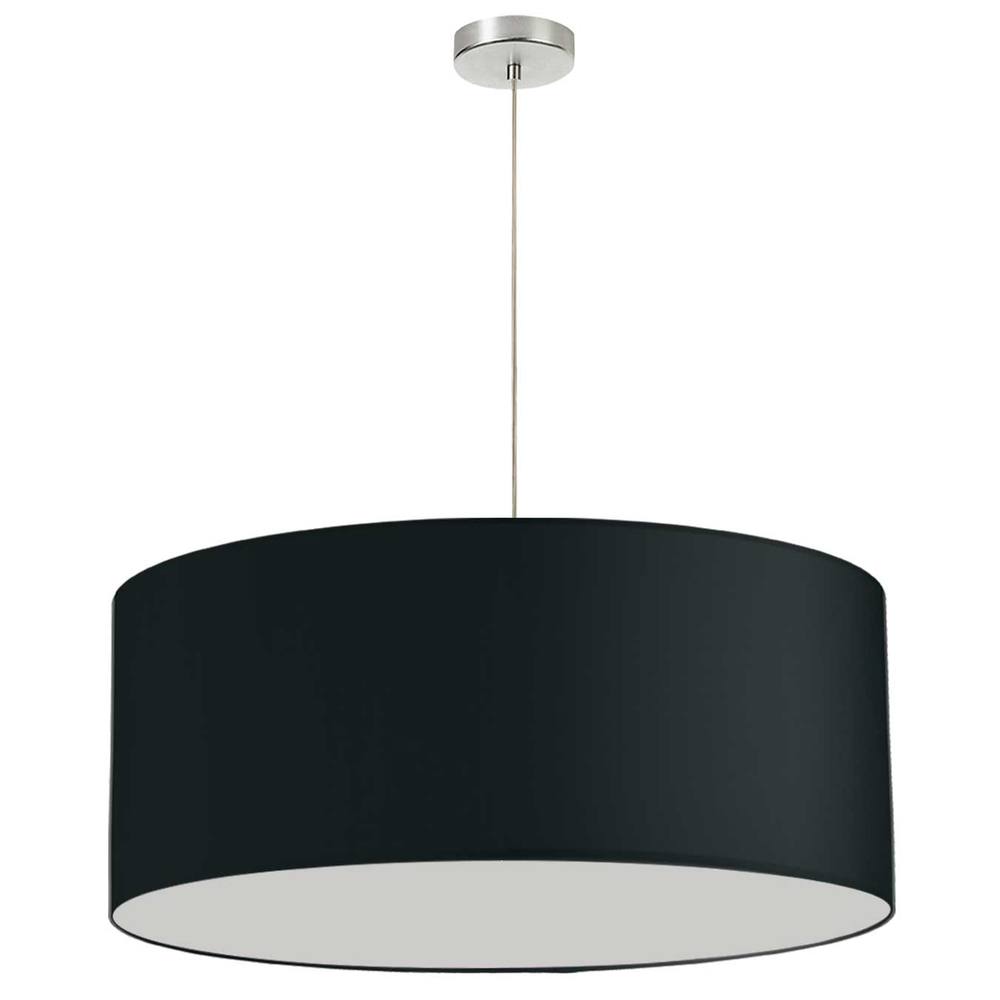 1 Light, 28" Drum Shade Pendant, No Bottom Diffuser, Black Fabric