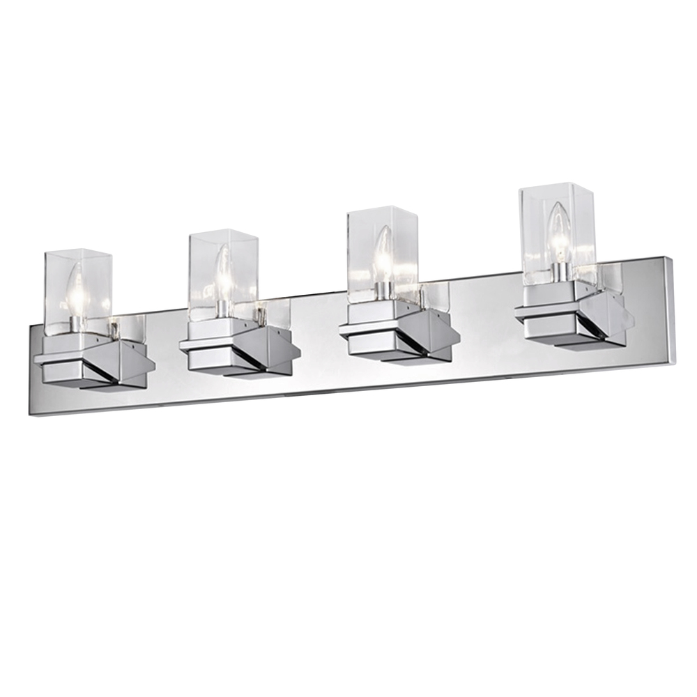 4 Light Incandescent Vanity, Polished Chrome w/ Clear Glass