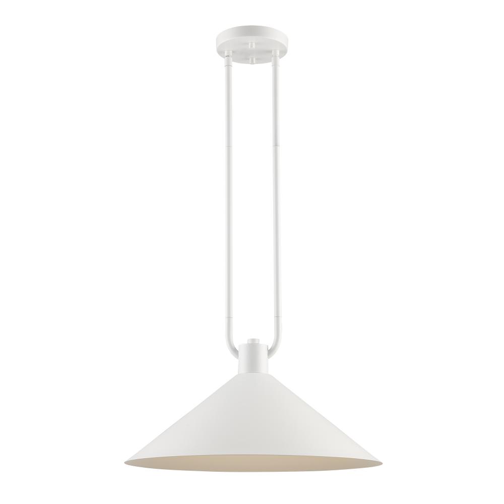 1LT PENDANT-17" DOUBLE ROD-WH