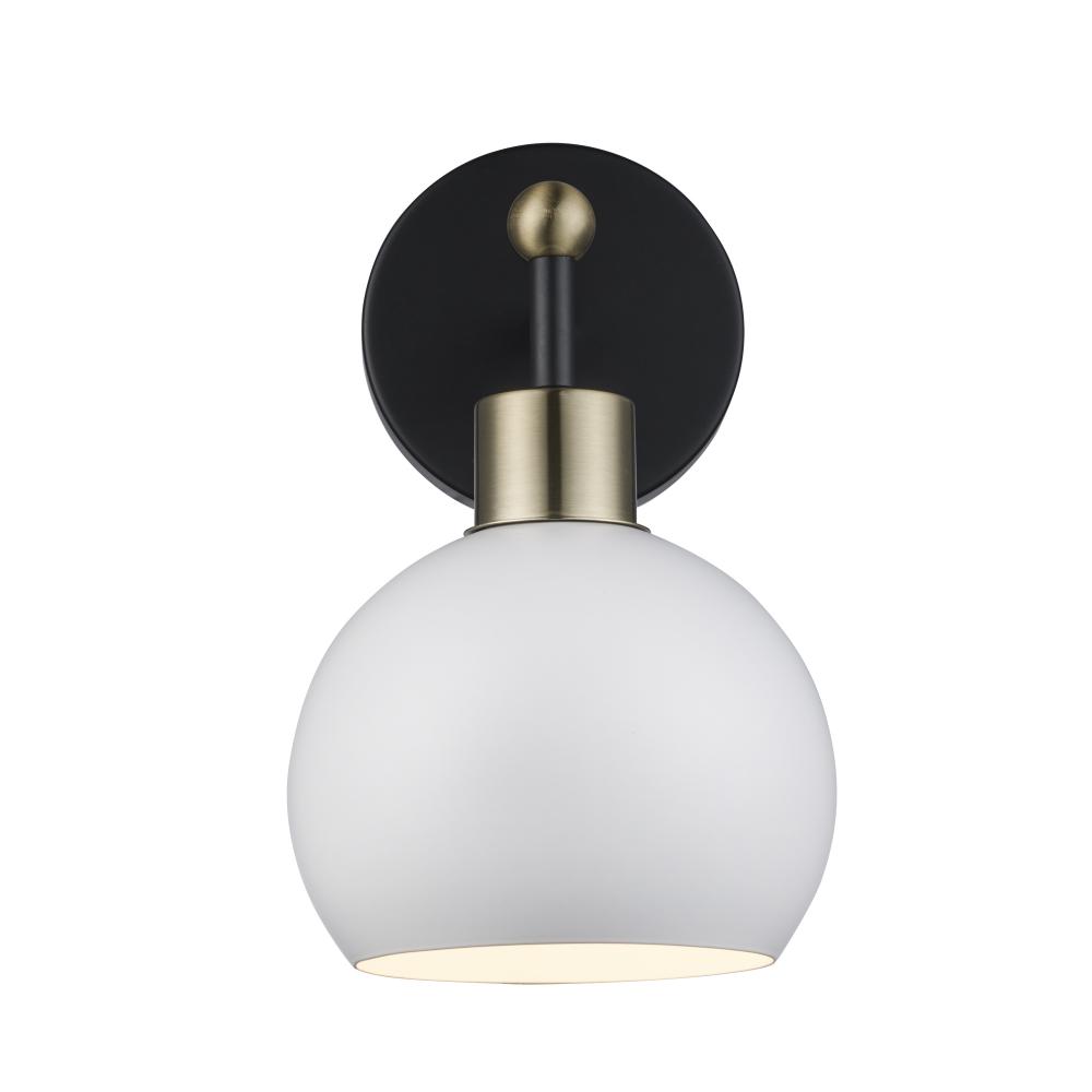 1LT SCONCE-WH METAL SHADE-BK-A