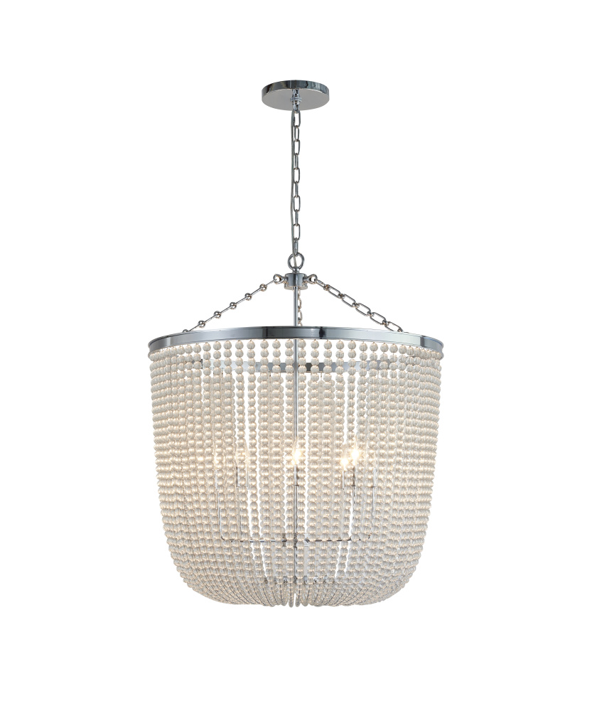 8-Light Chrome Chandelier With Clear Beaded hanging Glass