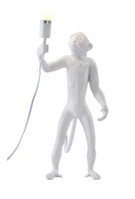 Bethel International DLS79T18W - White Standing Resin Monkey Plug In Table Lamp