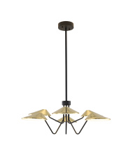 Bethel International MU151C34BR - Black and Shiny Brass LED Chandelier