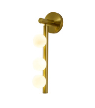 Bethel International WG02W19BR - 3-Light Satin Brass Metal Wall Sconce With White Glass Shades