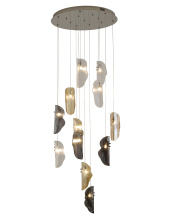 Bethel International ZP144C24CH - 12-Light Chrome Chandelier With Clear, Smoke, And Amber Glass Accents