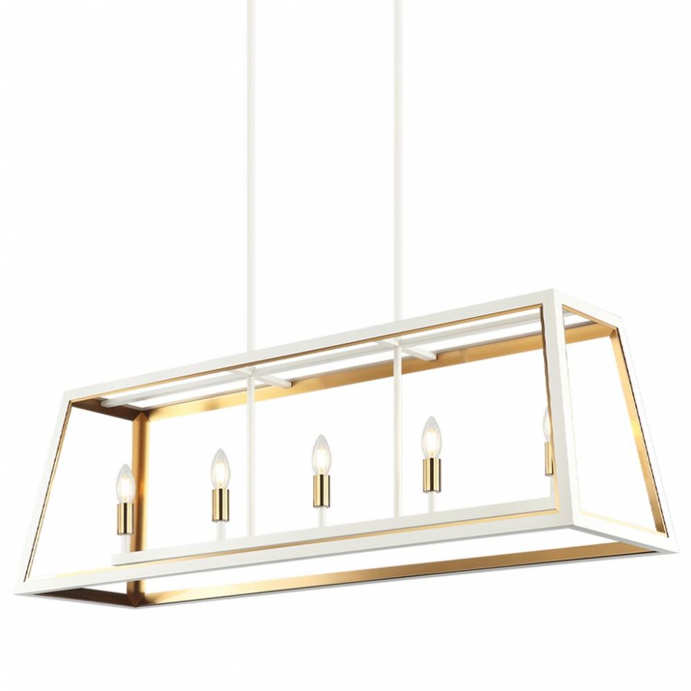 Rosalie White + Aged Gold Brass Pendant