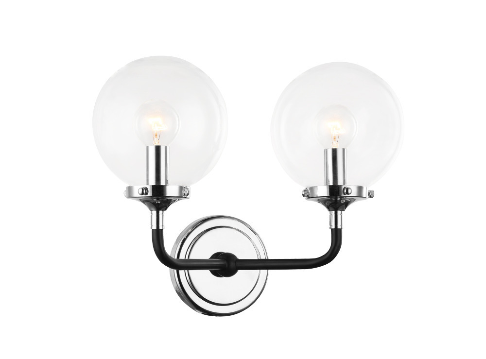 Particles Black and Chrome Wall Sconce
