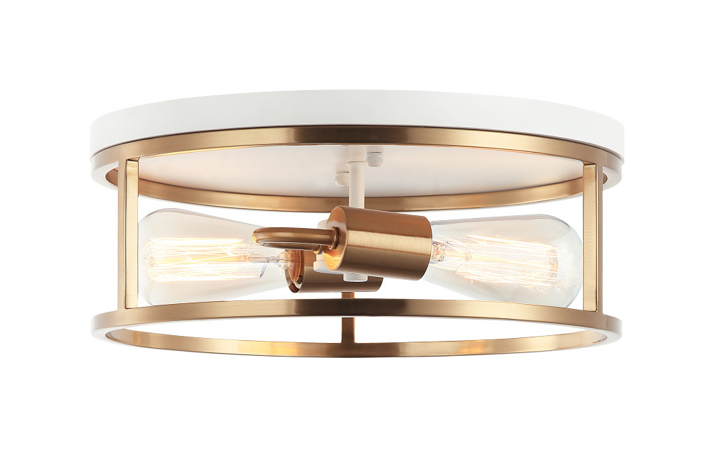 Clarke White + Aged Gold Brass Flush Mounts