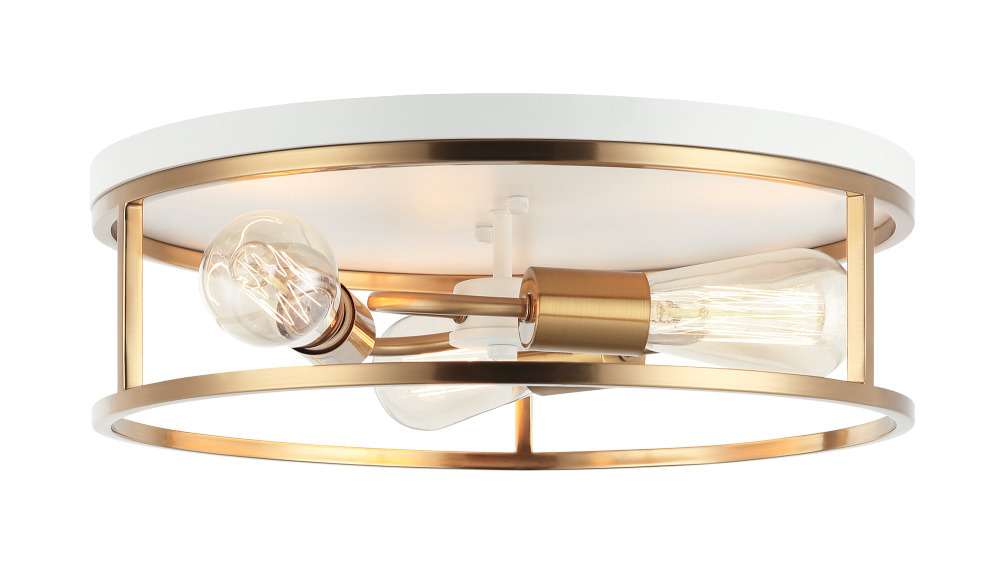 Clarke White + Aged Gold Brass Flush Mounts