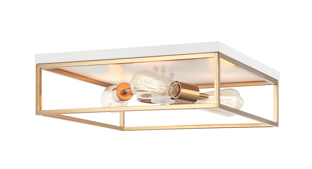 Clarke White + Aged Gold Brass Flush Mounts