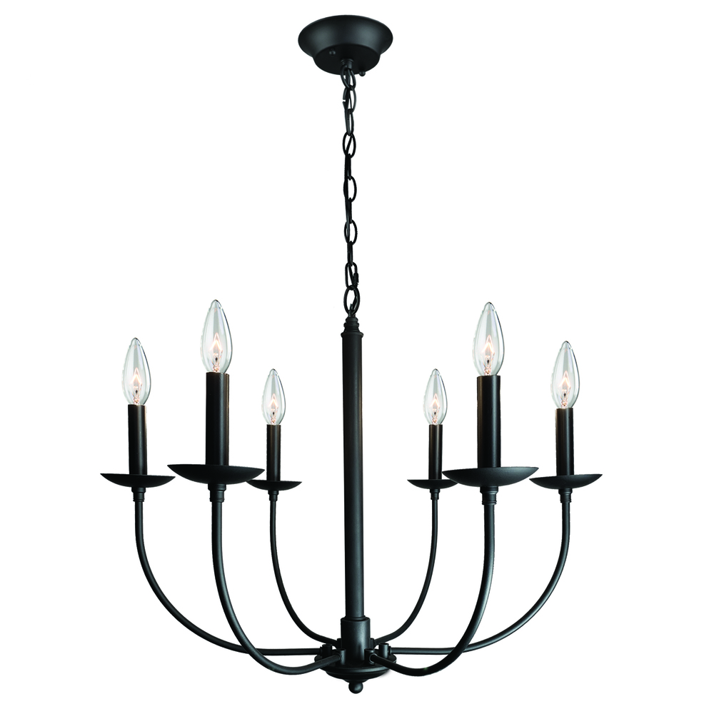 Wrought Iron 6-Light Chandelier