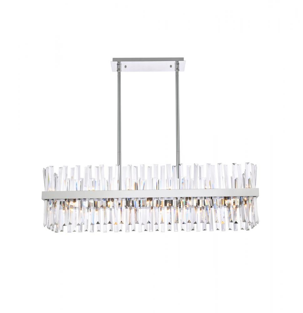 Serephina 42 Inch Crystal Rectangle Chandelier Light in Chrome