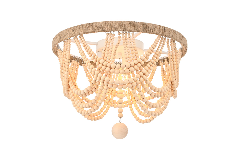 Jolie 16 inch Beaded Flush mount in Beige