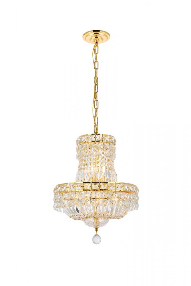 Tranquil 6 Light Gold Pendant Clear Royal Cut Crystal