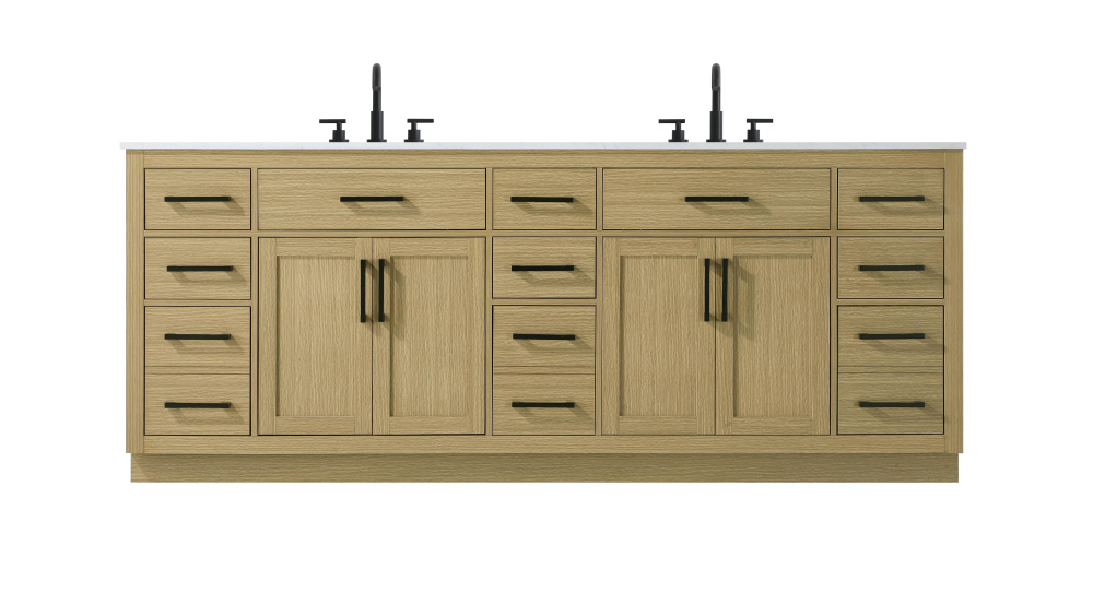 Alden 84 inch Double Bathroom Vanity in Honey Brown