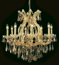 Elegant 2801D26G-GT/RC - Maria Theresa 9 Light Gold Chandelier Golden Teak (Smoky) Royal Cut Crystal