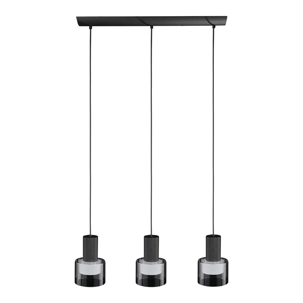 3 LT Linear Pendant w/ Black Finish & White Interior & Clear Outer Glass Shade