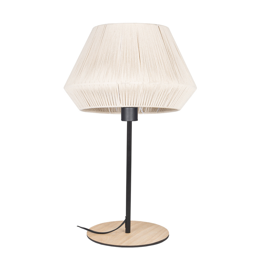 1 LT Table Lamp w/ Black Finish & Cream Textile Thread Shade
