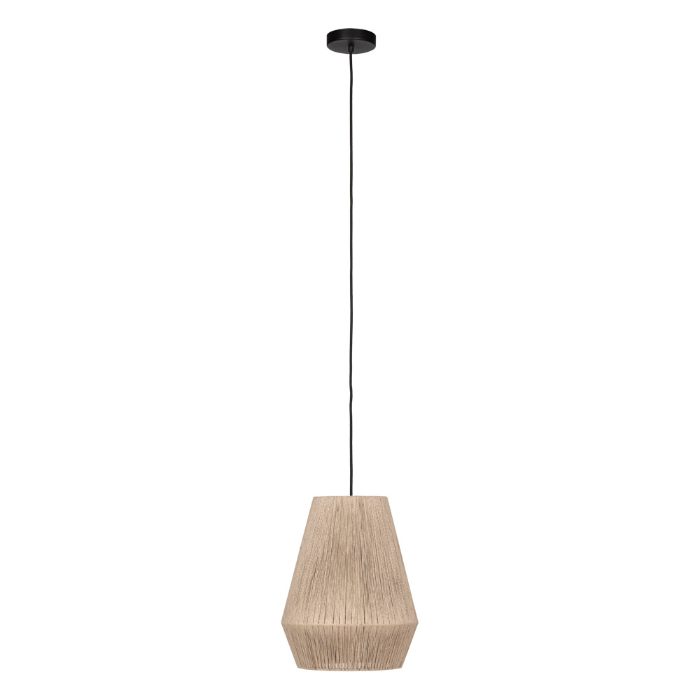 1 LT Pendant w/ Black Finish & Brown Textile Thread Shade