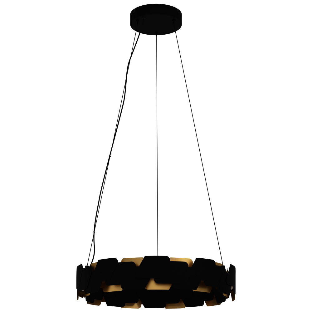 LED Pendant w/ Black Finish & Black & Gold Metal Shade