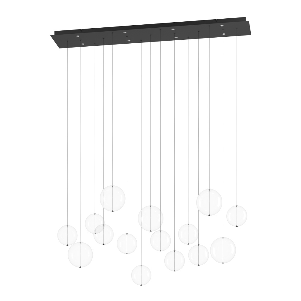 8 LT LED Linear Pendant w/ Black Finish & 15 Clear Glass Shades