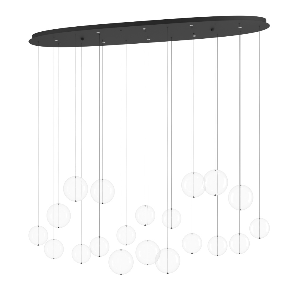 8 LT LED Oval Linear Pendant w/ Black Finish & 20 Clear Glass Shades