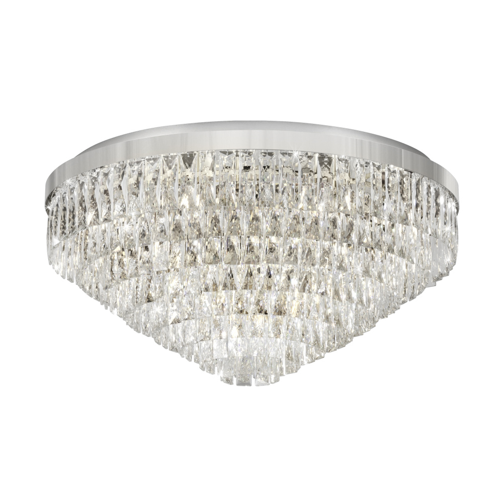 16 LT Ceiling Light w/ Chrome Finish & Clear Glass Crystal Elements