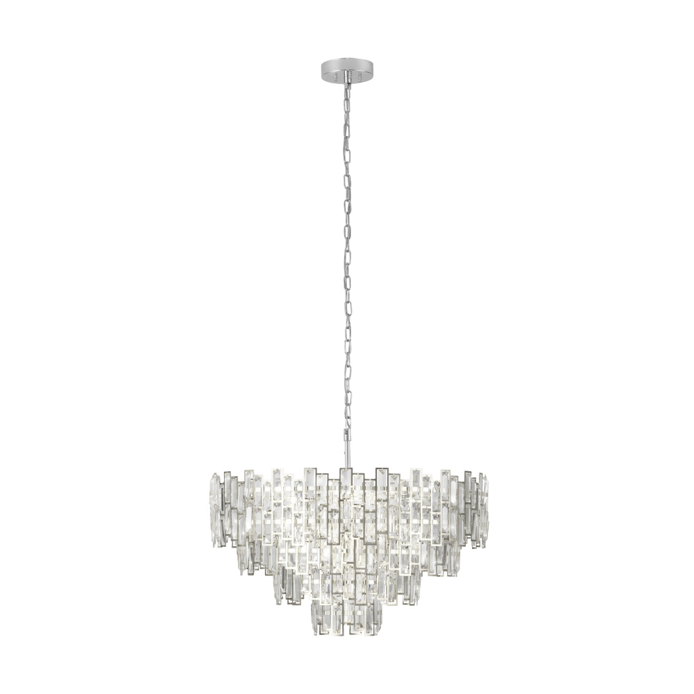 10 LT Chandelier w/ Chrome Finish & Clear Glass Crystal Elements