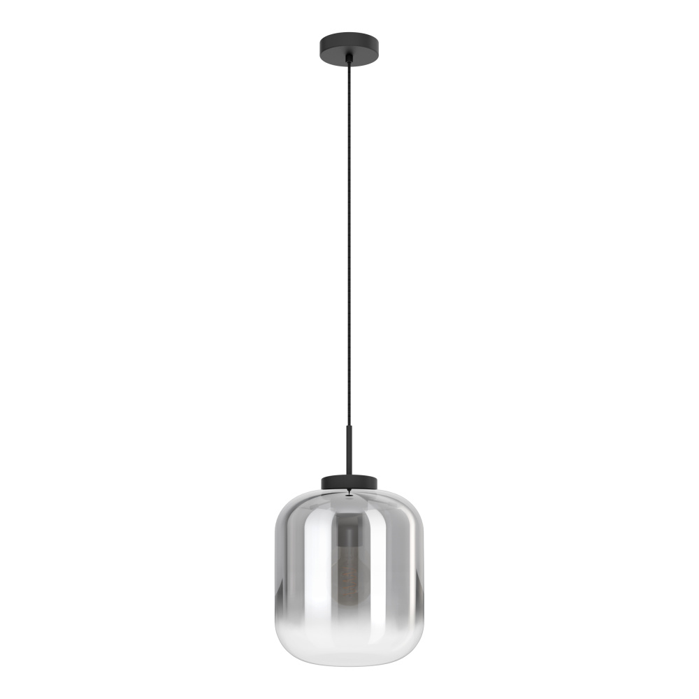 1 LT Pendant w/ Black Finish & Chrome Smoked Glass Shade